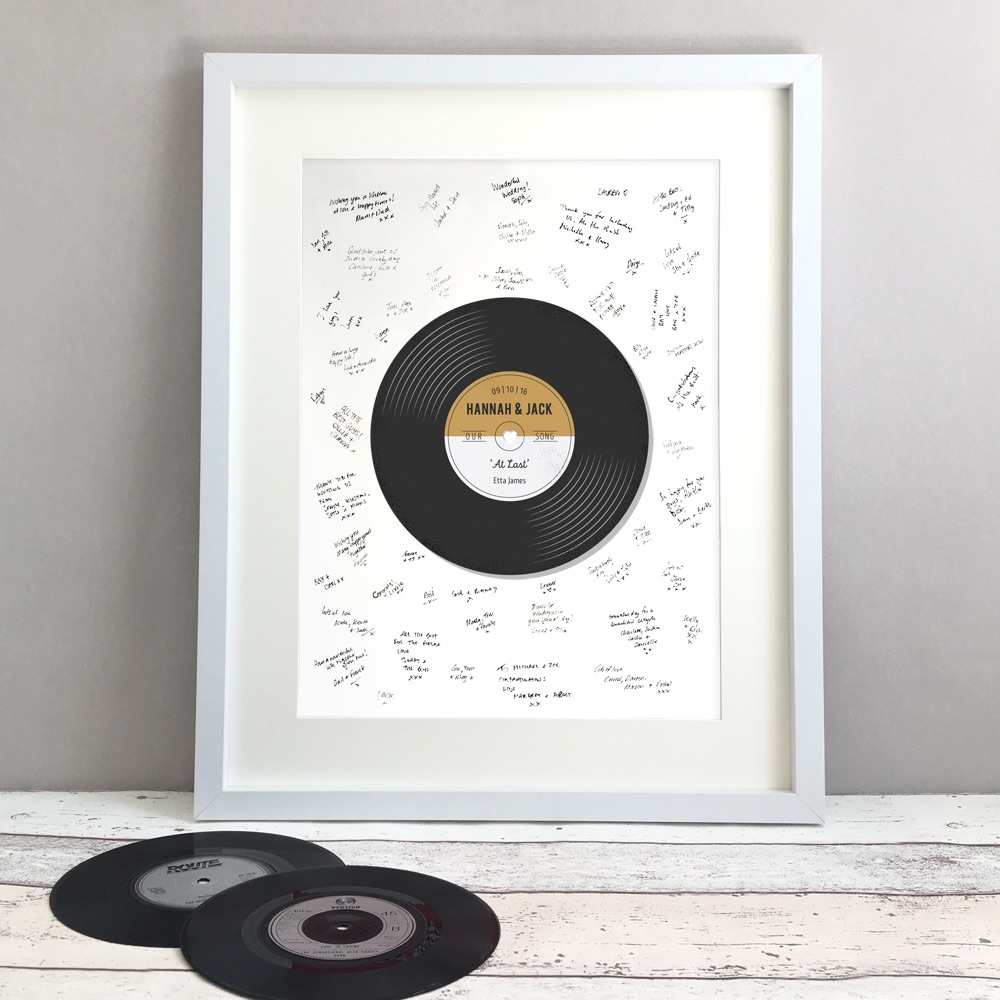 Record Personalised Wedding Guest Book Print Alternative
