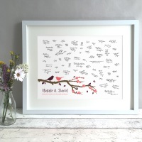 Birds On A Branch Personalised Wedding Guest Book Print Alternative