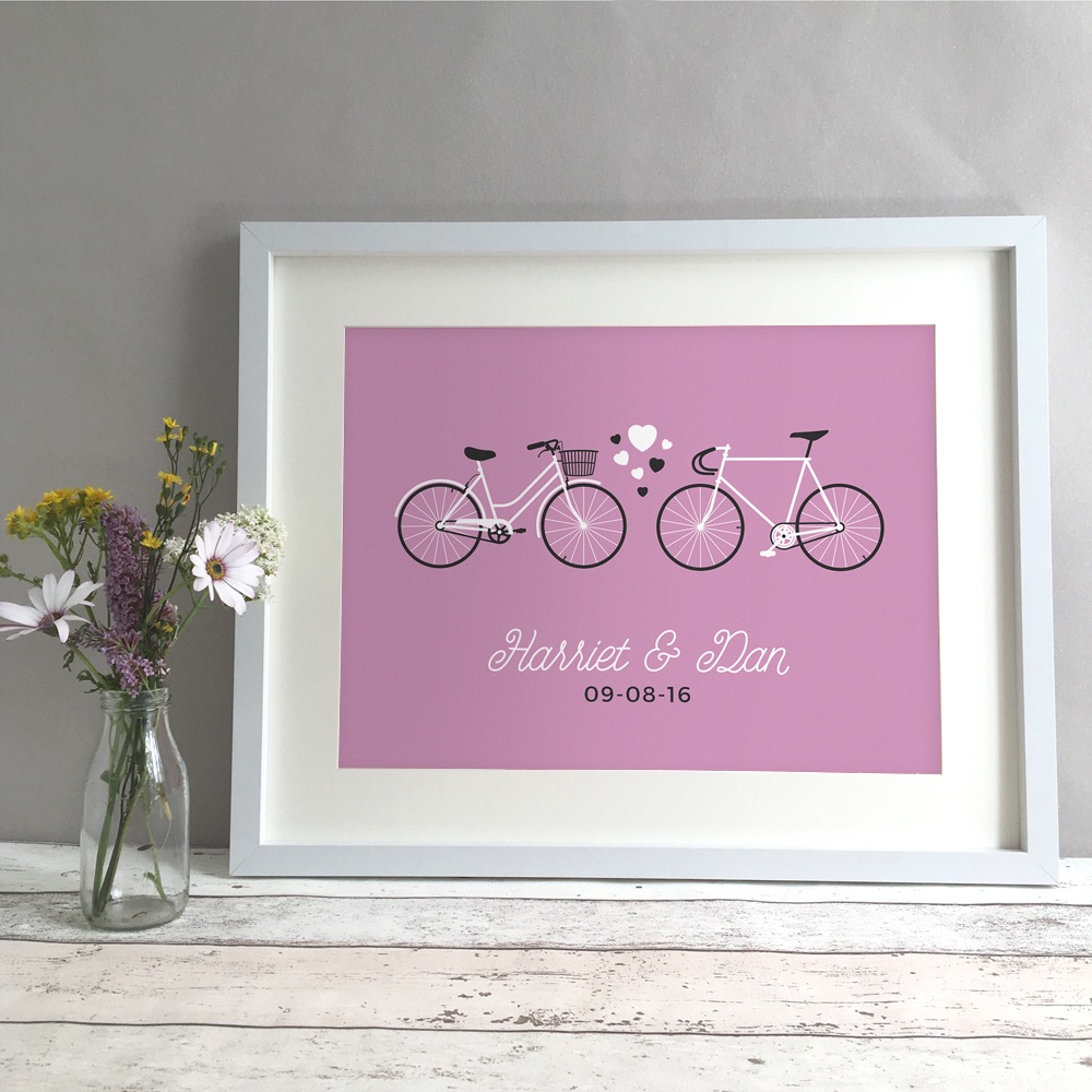 Bikes Personalised Wedding Gift Print