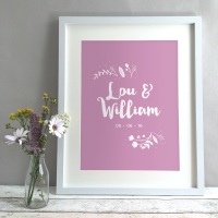 Leafy Floral Personalised Wedding Gift Print