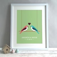 Love Birds Personalised Wedding Gift Print