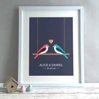 Love Birds Personalised Anniversary Gift Print