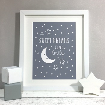 Sweet Dreams Nursery Kids Room Personalised Print