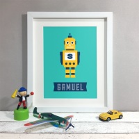 Robot Kids Room Personalised Print