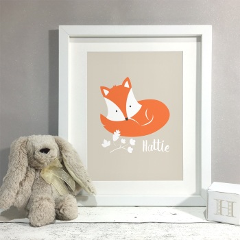 Fox Nursery Kids Room Personalised Print