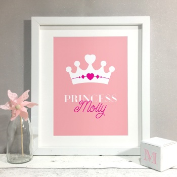 Princess Nursery Kids Room Personalised Print