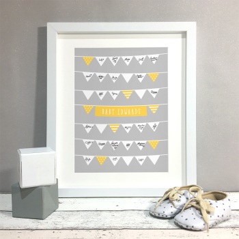 Bunting Personalised Baby Shower Guest Book Print Alternative