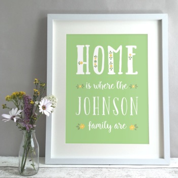 Floral Home Family Personalised Print