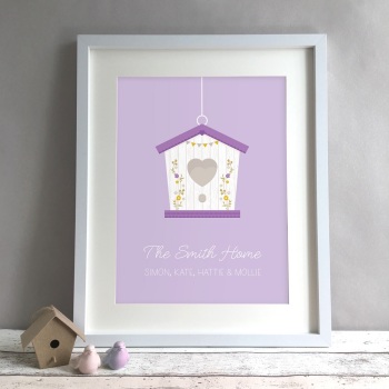 Bird House Family Personalised Print