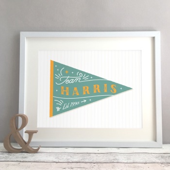 Family Team Pennant Home Personalised Print