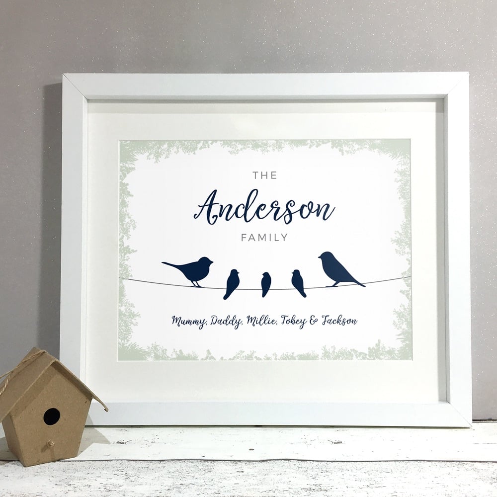 Bird Family Home Personalised Print