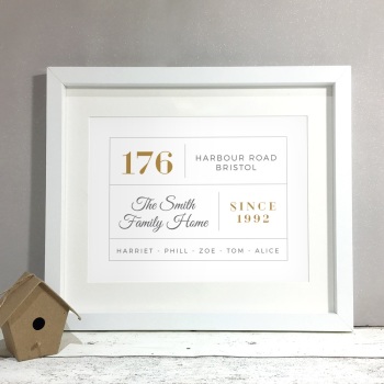 Family Details Home Personalised Print