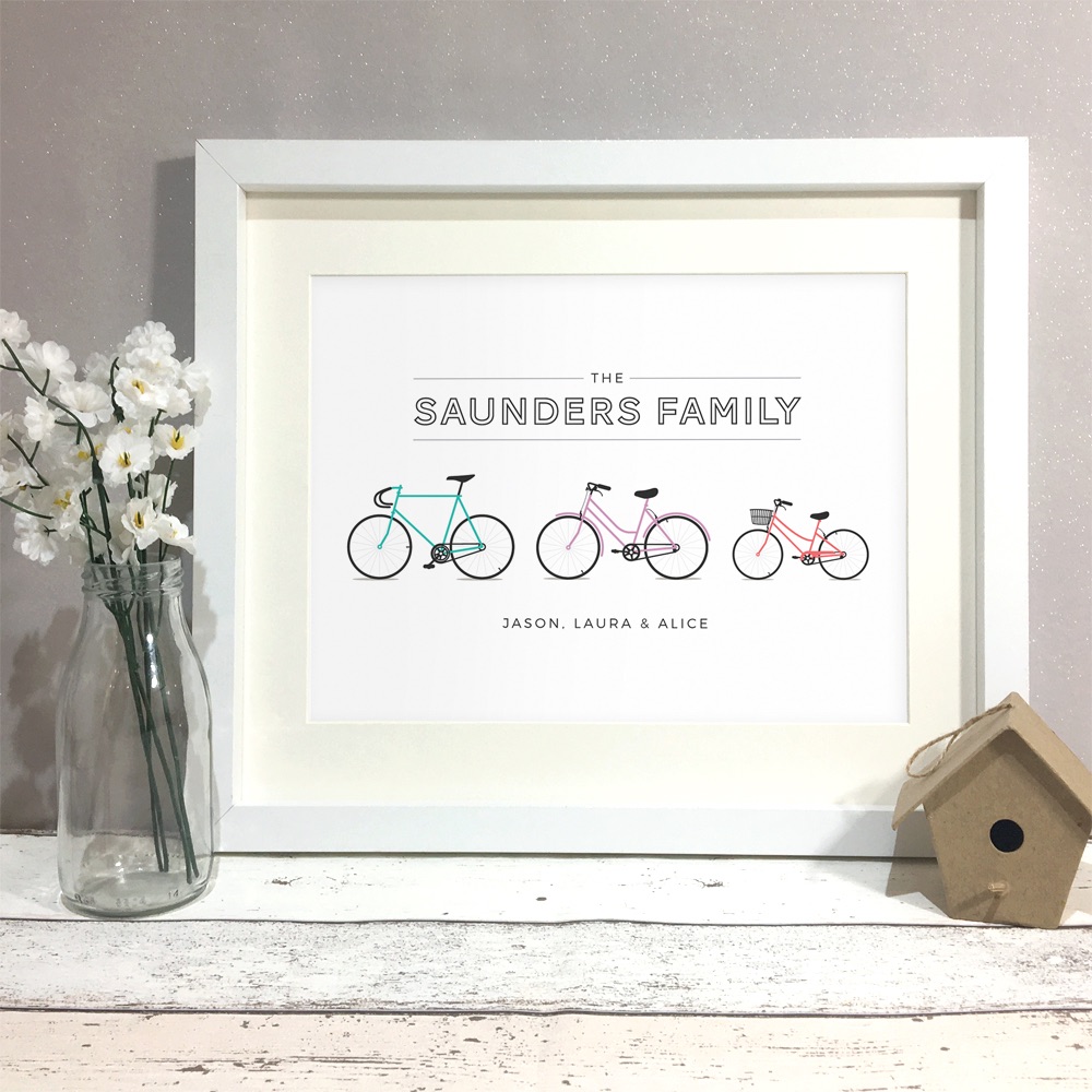 Family Bikes Personalised Print