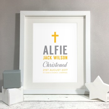 Cross Personalised Christening Gift Print 