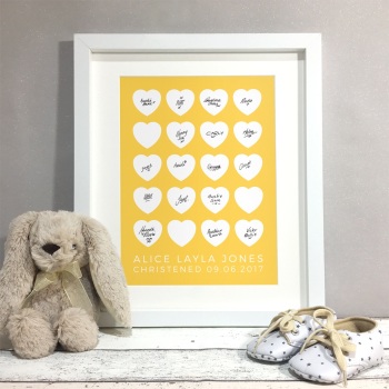 Hearts Personalised Christening Guest Book Print Alternative