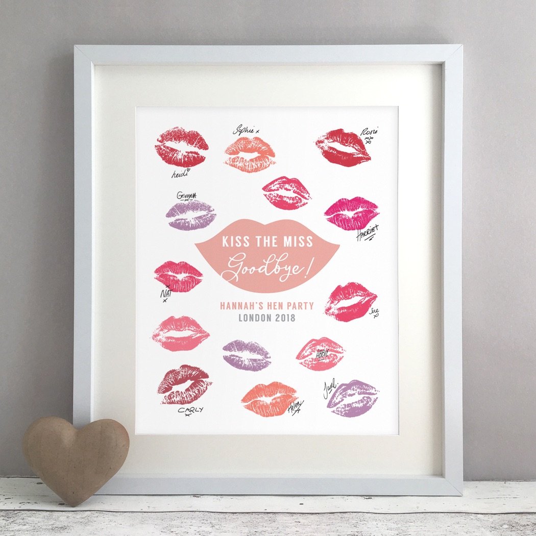 Lips Hen Party Personalised Guest Book Print Alternative