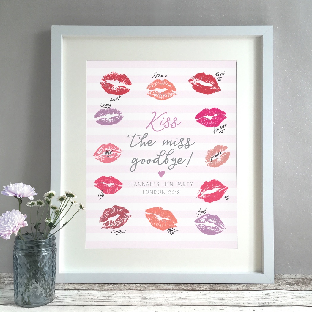 Kiss The Miss Hen Party Personalised Guest Book Print Alternative