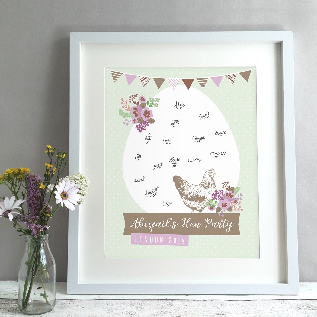 Vintage Hen Party Personalised Guest Book Print Alternative