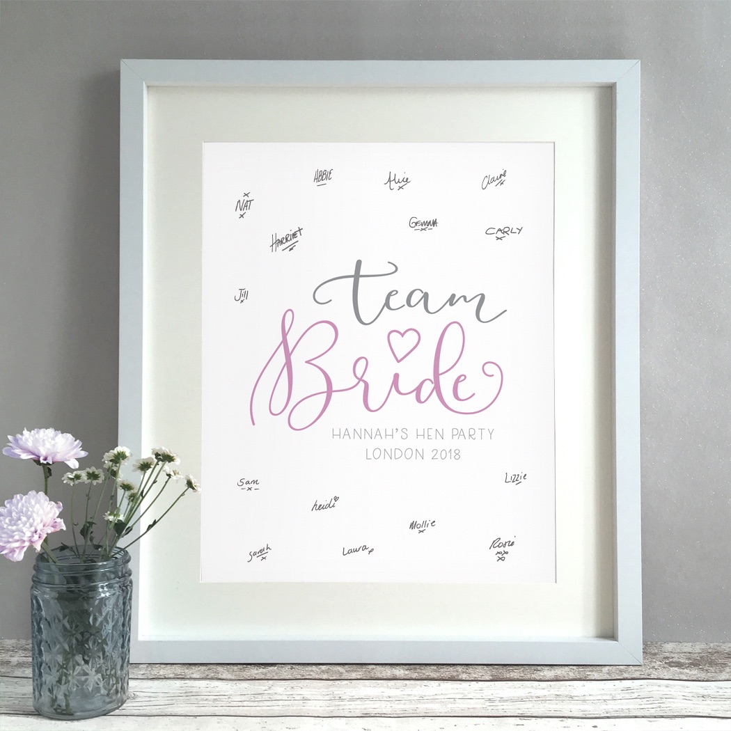 Team Bride Hen Party Personalised Guest Book Print Alternative