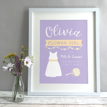Flower Girl Wedding Gift Personalised Print