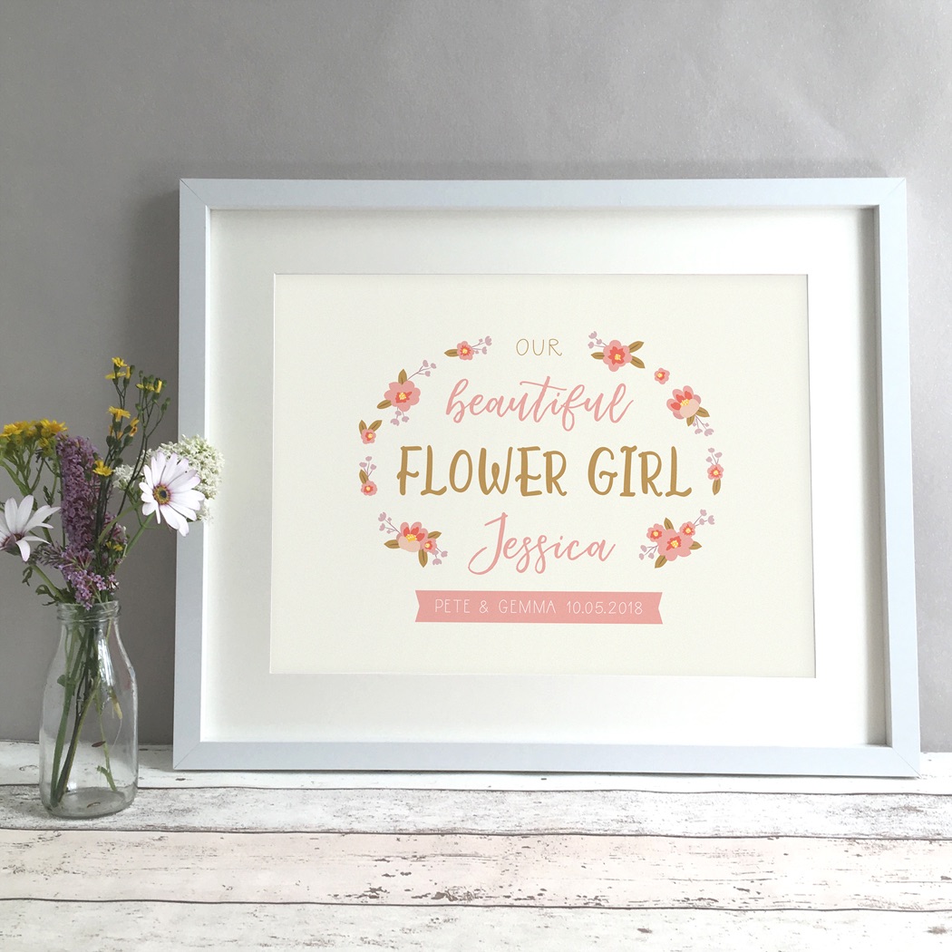 Beautiful Flower Girl Gift Personalised Print