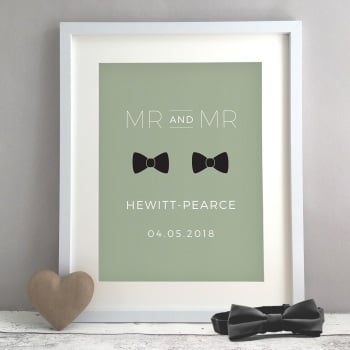 Bow Tie Personalised Gay Wedding Civil Partnership Gift Print