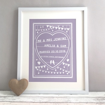 Papercut Style Personalised Wedding Gift Print