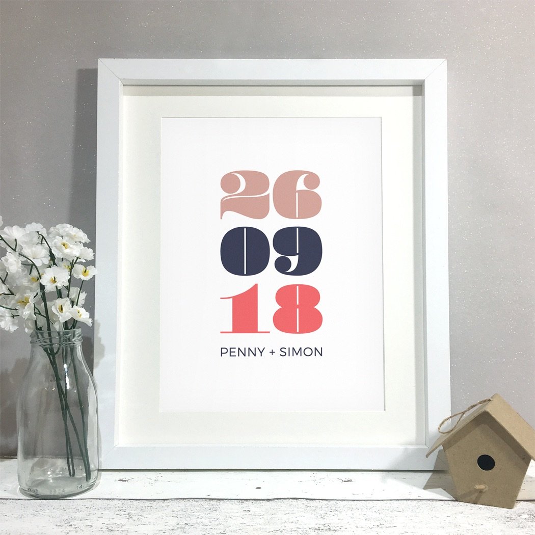 Stacked Date Personalised Wedding Gift Print