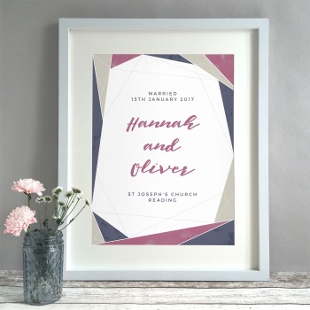 Geometric Textures Personalised Wedding Gift Print