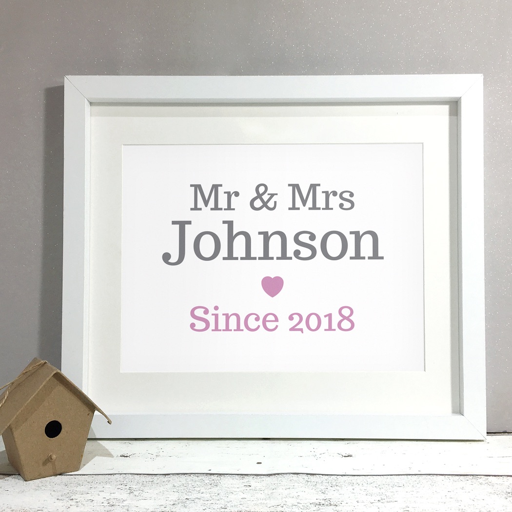 Classic Mr & Mrs Personalised Wedding Gift Print