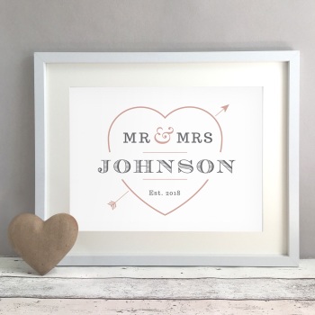 Love Heart Personalised Wedding Gift Print