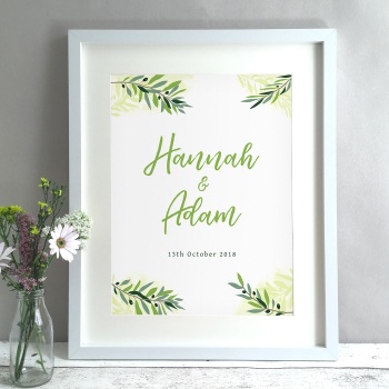 Greenery Personalised Wedding Gift Print