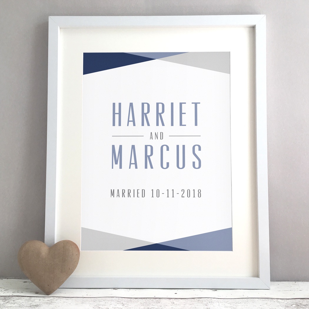 Geometric Triangles Personalised Wedding Gift Print