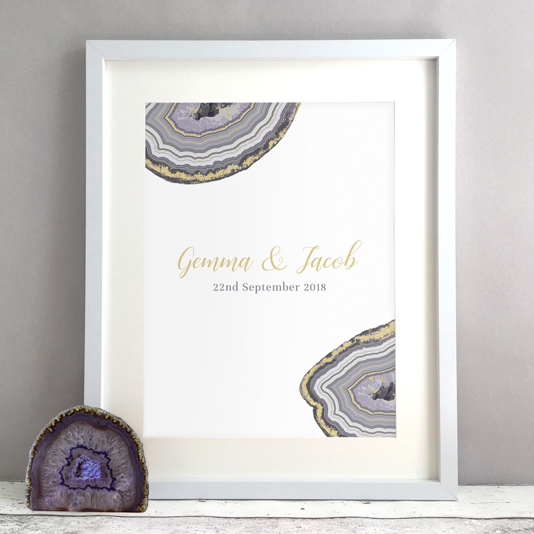 Geode Personalised Wedding Gift Print