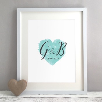 Watercolour Heart Personalised Wedding Gift Print
