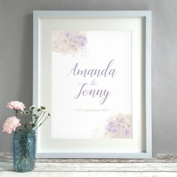 Watercolour Blossom Personalised Wedding Gift Print