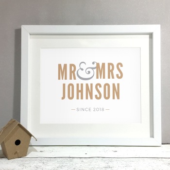 Modern Mr & Mrs Wedding Gift Print