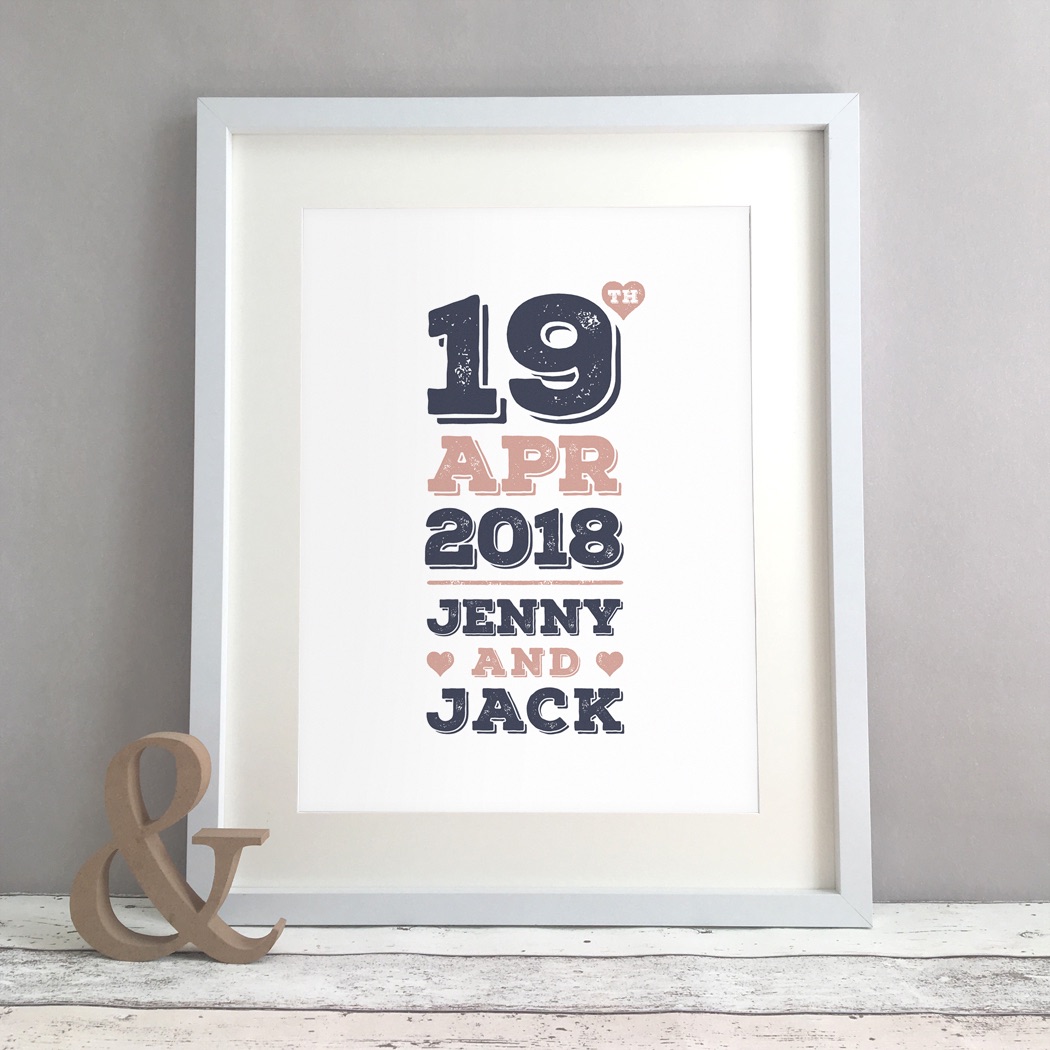 Rustic Date Personalised Wedding Gift Print