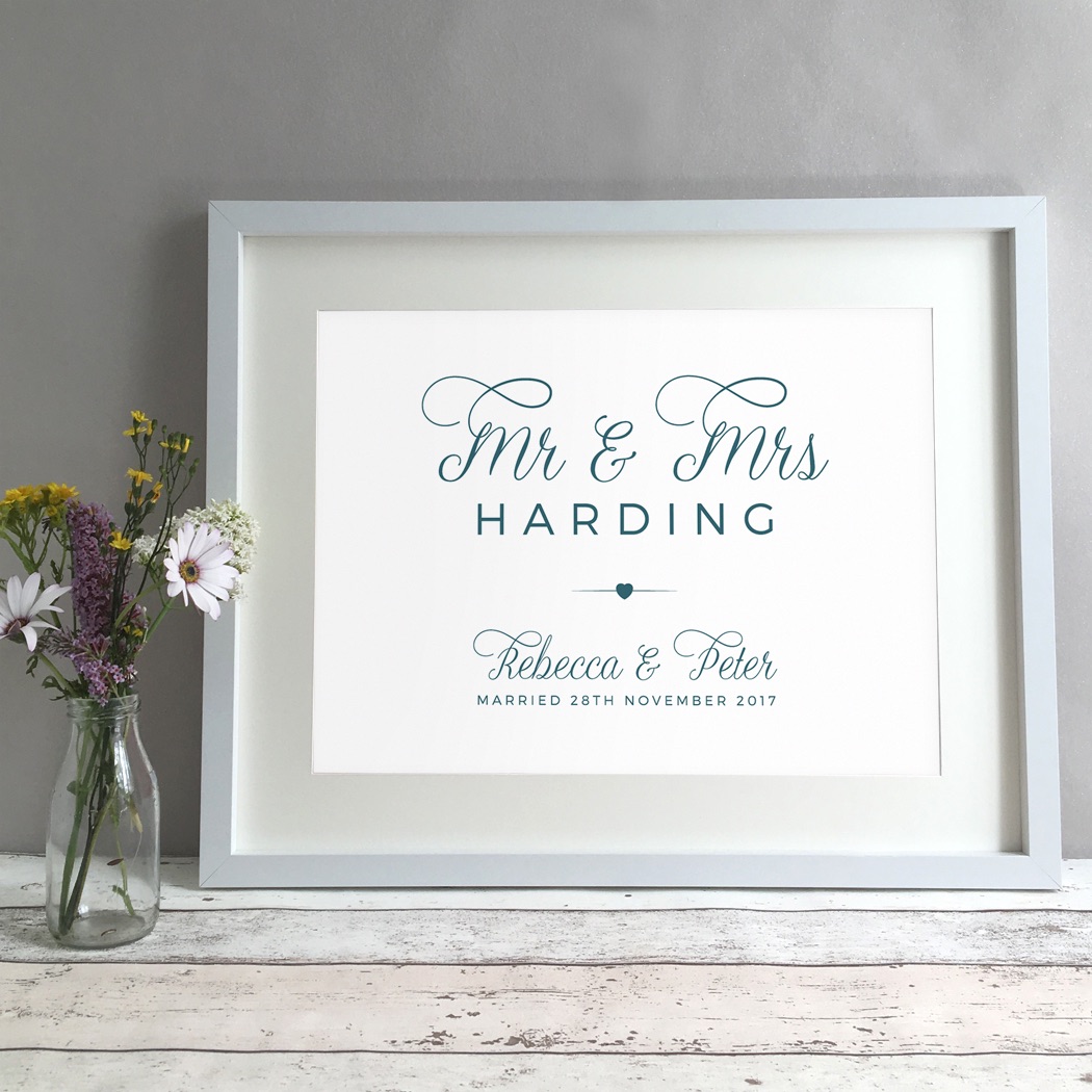 Simple Personalised Wedding Gift Print