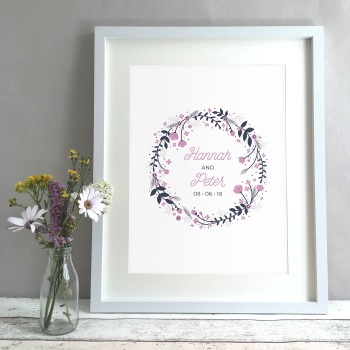 Floral Ring Personalised Wedding Gift Print