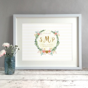 Floral Monogram Personalised Wedding Gift Print