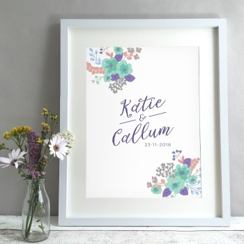 Floral Bouquet Personalised Wedding Gift Print