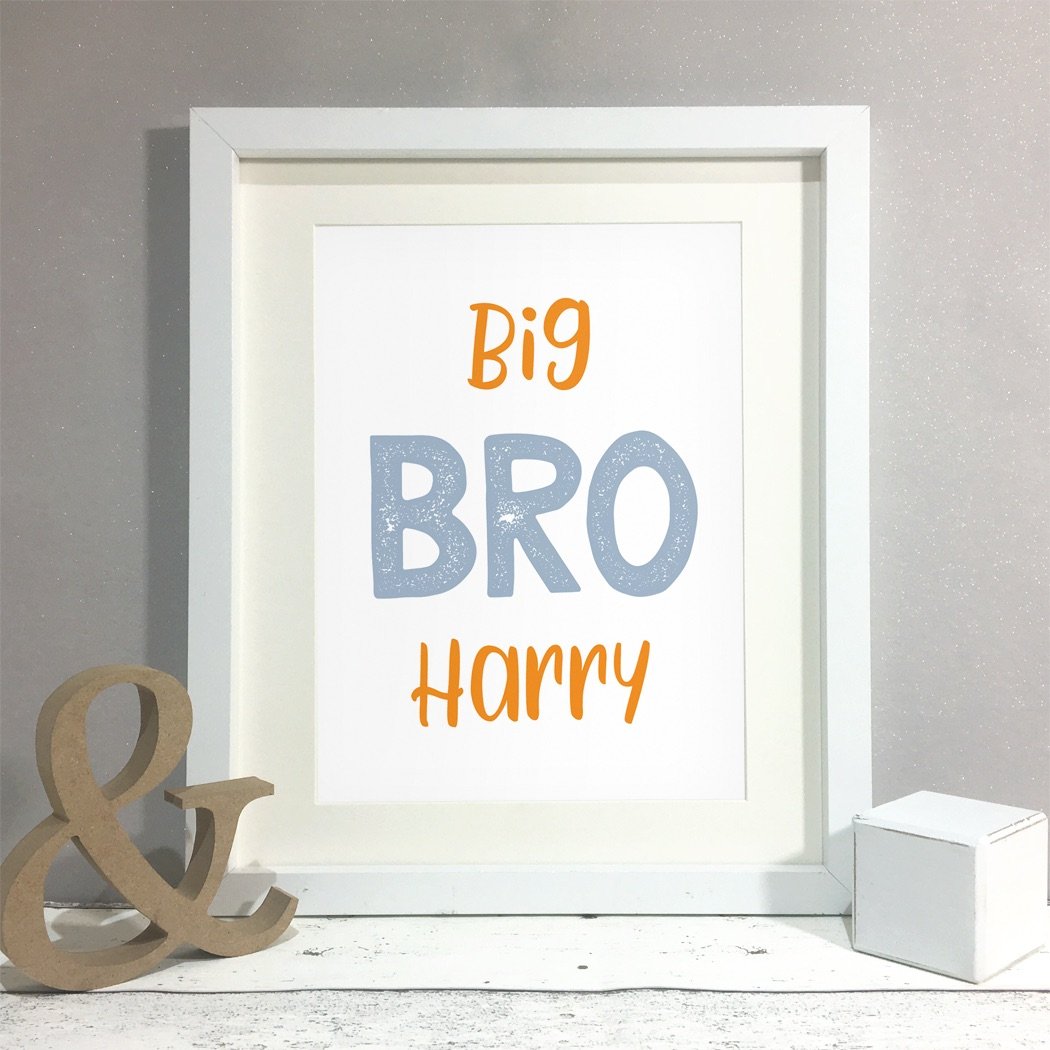 Big/Little Bro Kids Room Personalised Name Print