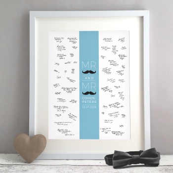 Moustache Personalised Gay Wedding Guest Book Print Alternative