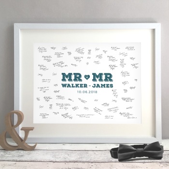 MR & Mr Personalised Gay Wedding Guest Book Print Alternative