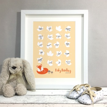 Fox Woodland Personalised Baby Shower Guest Book Print Alternative