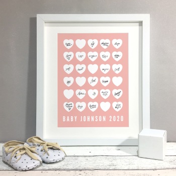 Hearts Personalised Baby Shower Guest Book Print Alternative