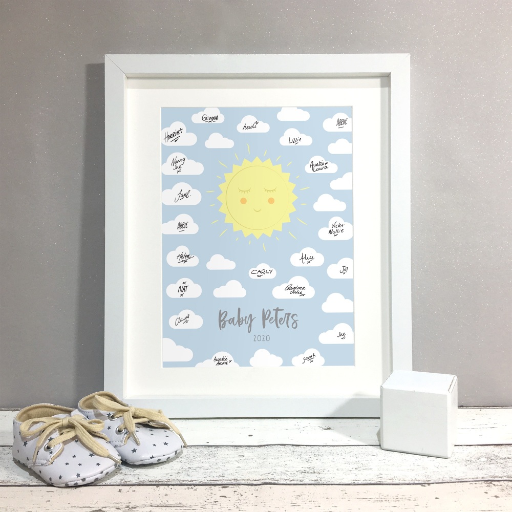 Sunshine Personalised Baby Shower Guest Book Print Alternative