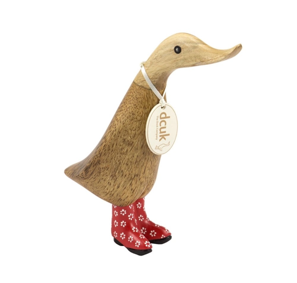 DCUK Red Flower Welly Duck - 18cm Duckling