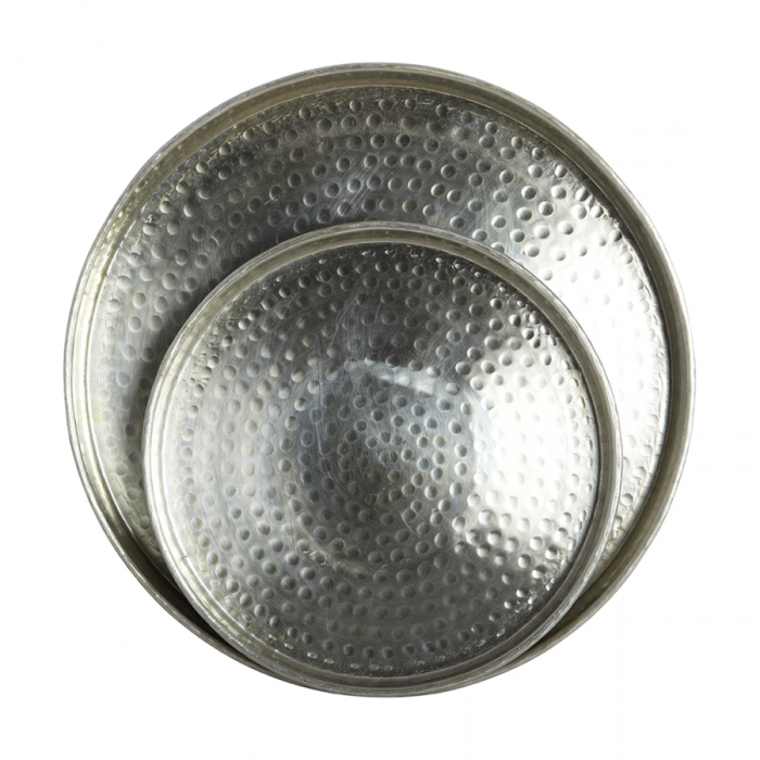 House Doctor Round Silver Hammered Tray - Small
